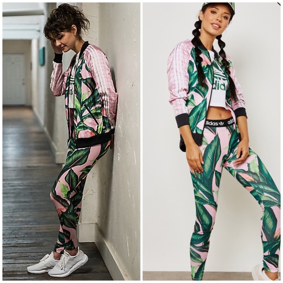 adidas leaf print leggings